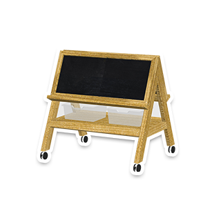 Sticker graphic representing Easel on Wheels